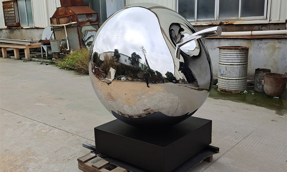 سعر جيد معدن مصقول الفولاذ المقاوم للصدأ الفاكهة التفاح النحت الديكور في الهواء الطلق الانترنت