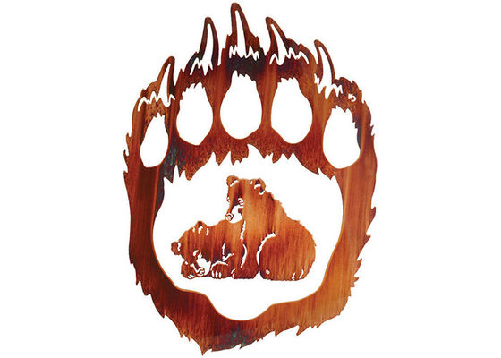 سعر جيد شبل الدب لعوب فريدة من نوعها جدار الفن المعدنية ، والنحت جدار ديكور المعادن الانترنت