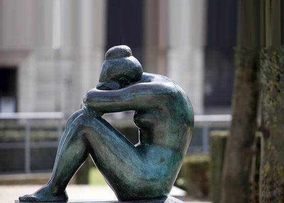 سعر جيد الزخرفة فن الحديقة البرونزية البطينة المتأملة فتاة النحت الانترنت