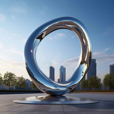 سعر جيد جماليات حديثة الفن المعدني النحت الدائرة في الهواء الطلق المرآة من الفولاذ المقاوم للصدأ الانترنت