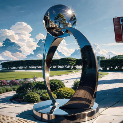 سعر جيد حديقة كبيرة في الهواء الطلق الفن المجرد المعدني المرآة الملمع النحت من الفولاذ المقاوم للصدأ الفنادق الحرف المعدنية في الهواء الطلق الانترنت