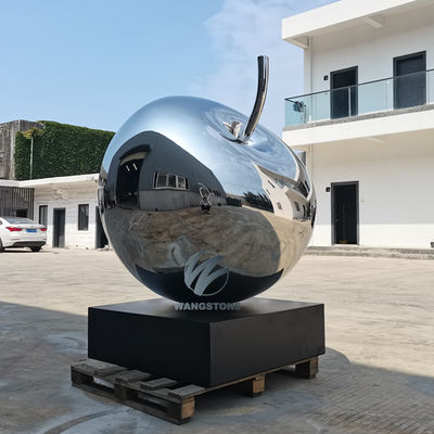 سعر جيد مرآة من الفولاذ المقاوم للطقس تمثال التفاح فن الحديقة في الهواء الطلق ديكور الفناء الحديث الانترنت