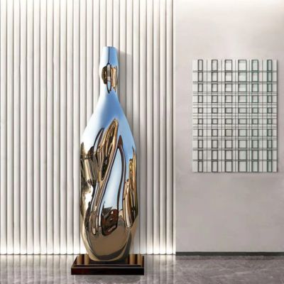 سعر جيد Large Size Mirror Polished Stainless Steel Bottle Sculpture For Decoration الانترنت