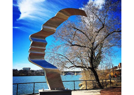 سعر جيد مجردة في الهواء الطلق فن النحت الفولاذ المقاوم للصدأ الوجه النحت مات النهاية الانترنت