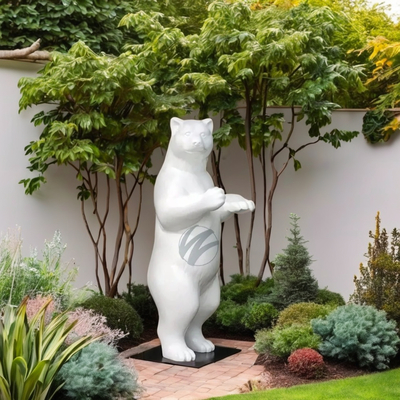 سعر جيد Large White Standing Bear Sculpture (2M Height) - Durable FRP Outdoor Decorative Art الانترنت