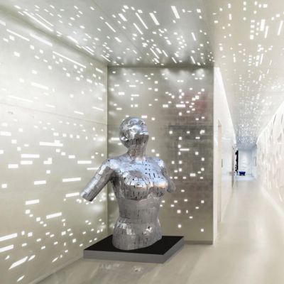 سعر جيد Custom Life Size Abstract Stainless Steel Female Bust Sculpture With Size 120cm Height الانترنت