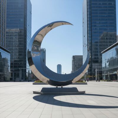 سعر جيد منحوتة قمر كبيرة مخصصة من الفولاذ المقاوم للصدأ في الهواء الطلق مصقولة بالمرآة مجوفة على شكل هلال فني لتزيين الحدائق والميادين والمناظر الطبيعية الانترنت