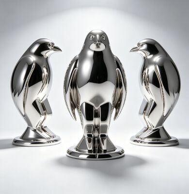 التصميم الأصلي طائر البطريق الحيوان المعدني النحت الفولاذ المقاوم للصدأ خيارات حجم وألوان مخصصة مع النهاية الملمعة القوية للمساحات العامة