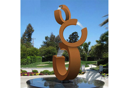 سعر جيد نافورة مياه خارجية حديثة من الفولاذ المقاوم للصدأ من Corten صدئة بتصميم 3C الانترنت
